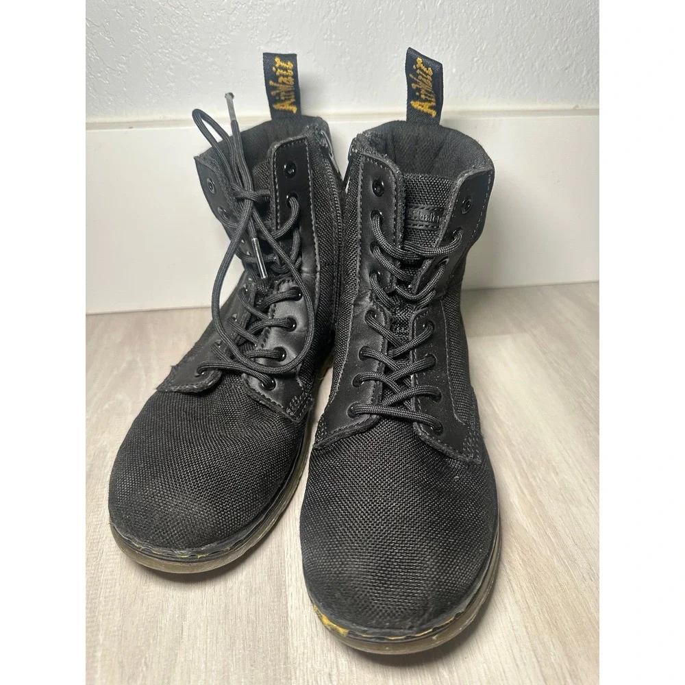 Dr. Martens Combs‎ J Boots Kids 4M 5L Black Good Canvas Side Zip Utility Combat